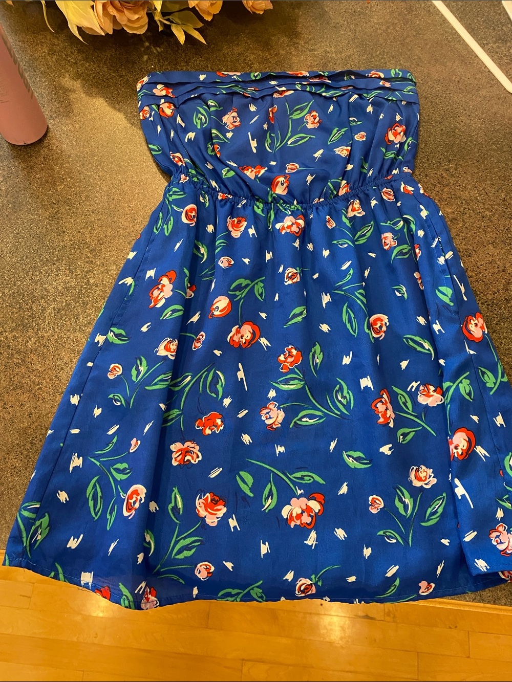 Mimi Chica Blue Strapless Floral Sundress